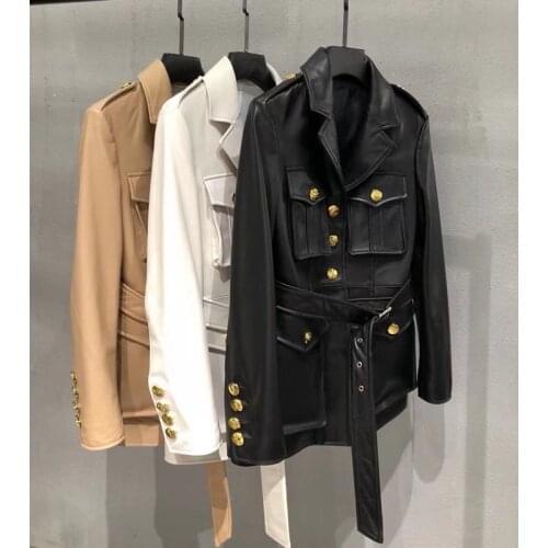 Women Genuine Leather Coat 2021 Fashion Winter Lady Real Sheepskin Jackets Single-breasted High Quality Leather Coats H826