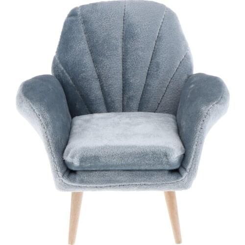 1:6 Dollhouse Miniature Furniture Wooden Flannelette Single Sofa Chair, 12inch Doll Couch Furniture