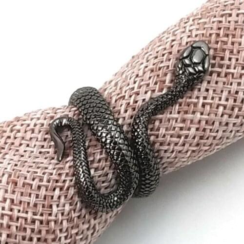 1 Piece European New Retro Punk Exaggerated Spirit Snake Ring Fashion Personality Stereoscopic Opening Adjustable Ring