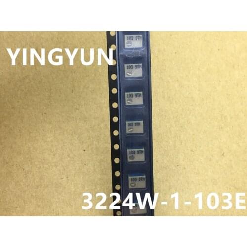 10PCS/LOT 3224W-1-103E 10 kOhms 0.25W, 1/4W J Lead Surface Mount Trimmer Potentiometer Cermet 12 Turn Top Adjustment