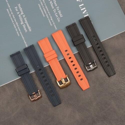 20mm quality soft fluorine Rubber Silicone Watch band Buckle Grind Arenaceous Belt Special for Omega strap for Seamaster 300