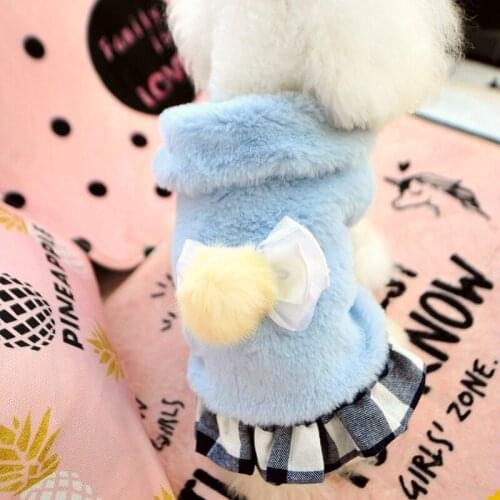 2019 Bows Ball Dog Skirts Fashion Style Cotton Dresses Pet Clothes For Chihuahua Blue XS XL Winter Warm Cat Bichon Toy Terrier