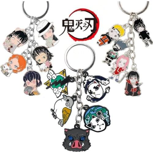 2021 Demon Slayer Metal Keychain Kimetsu no Yaiba Tanjirou Nezuko Agatsuma Zenitsu Figure Pendant Keyring Backpack Car key chain