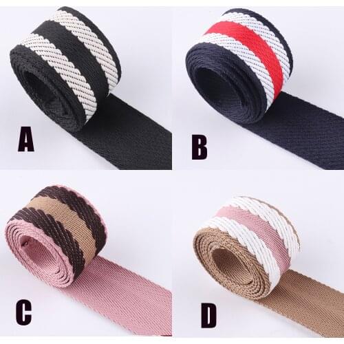 38mm(1.5") Canvas Woven Belt Sewing Black Striped Webbing Ribbon Bag Leash Dog Collar Cotton Webbing Strap
