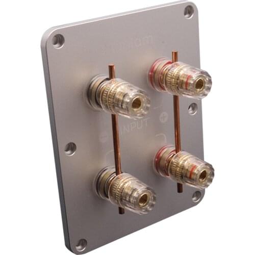 HiFi Audio 4 Speakers Pure Copper Gold-plated Crystal Column Junction Box Two-wire Splitter Terminal Board Connector