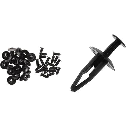 45 Pcs Push in Expanding Screw Panel Clips Plastic Rivet Black 8Mm Hole & 32Mm Long