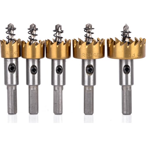 5Pcs HSS Drill Bit Hole Saw Set Stainless Steel Metal Alloy Cutter Power Tool 16/18.5//20/25/30mm