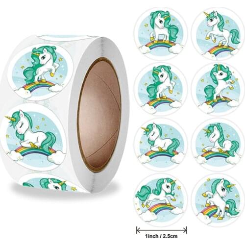 50-500pcs Unicorn Stickers 1inch Decorative Stickers Scrapbooking Stick Label Diary School Stationery Album Stickers