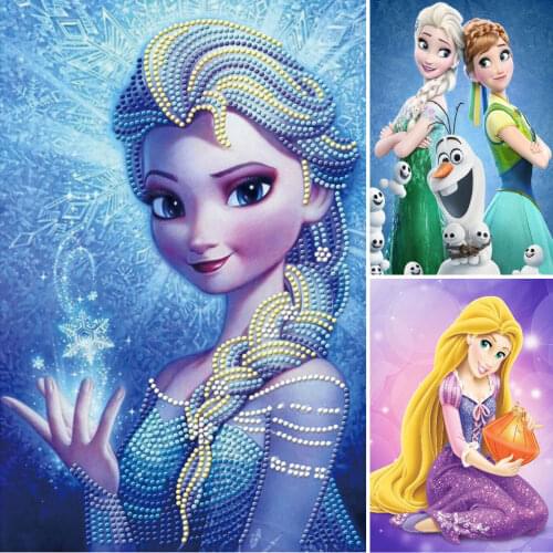 5D Diamond Painting Disney Frozen Elsa Princess Cross Stitch Embroidery Handmade Mosaic Partially Drill Childrens Birthday Gift