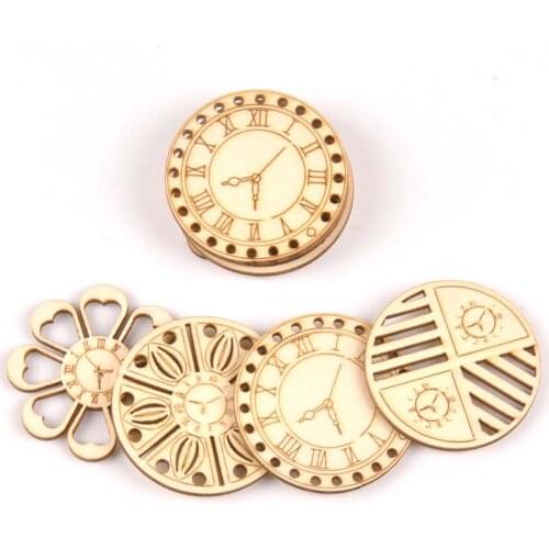8pcs Wooden Crafts creativity Mixed Clock Pattern Scrapbooking Crafts wood decoration for Home Decoration m2138