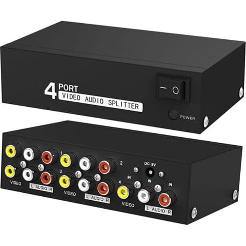 AV Splitte 4-port composite RCA video audio splitter 1X4 CVBS splitter distributor for TV,STB,DVD and more
