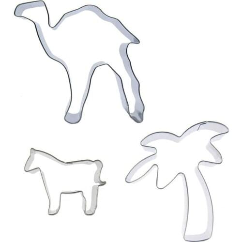 Camel, Mini Pony, coconut tree shaped 3 piece biscuit cutting molds, baking tools, cake decorating soft candy tools