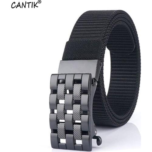 CANTIK Brand Name Quality Nylon Belts Men Fashion Square Automatic Buckle Metal Clothing Jeans Accessories 35mm Width CBCA241