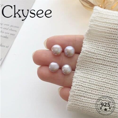 Ckysee Freshwater Pearl Sterling Silver Earring Female Samll Vintage Korean Temperament Earrings 2021 New Trendy Jewlery