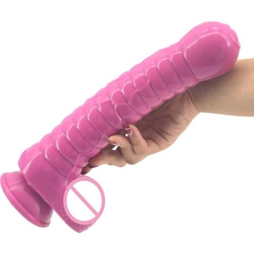 11.4in Caterpillar long silicone dildo lifelike foreskin beads penis with sucker big anal dildo butt plug female masturbation