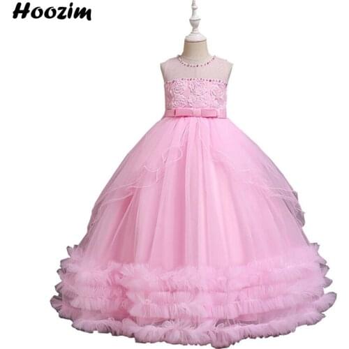 Expensive Red Rhinestone Pearl Collar Tulle Gala And Wedding Party Dress Girls 4 To 13 Years White Pageant And Evening Dresses