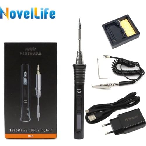 Mini TS80P Electric Soldering Iron Adjustable Temperature Portable Digital Solder Station OLED Display USB Type C QC3.0 18W