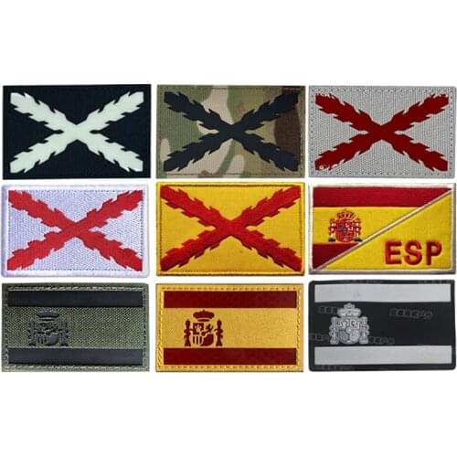 Flag of Cross Burgundy Infrared Reflective IR Velcros Patches Spain Flag Spanish Emblem Multicam CP Military Armband Tactical