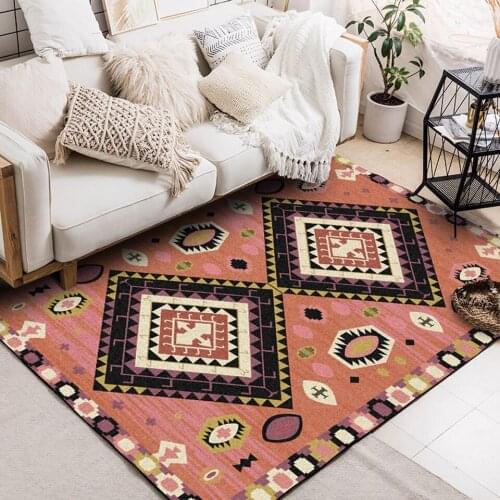 Pink Red Brown Bohemia Geometric Carpet Long Corridor Bedroom Doormat Living Room Bedside Mat Ethnic Kilim Floor Mat Persian Rug