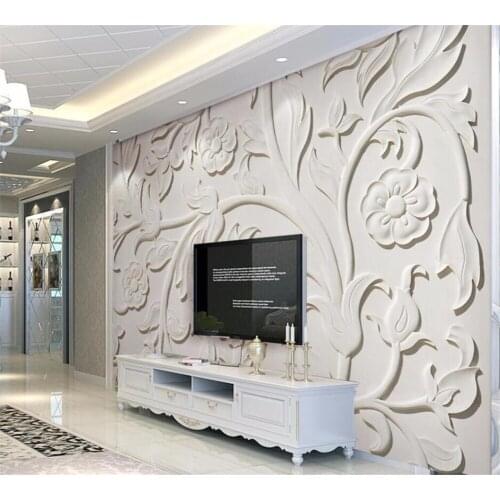 Beibehang Customized wallpaper elegant 3d three-dimensional simple European fashion plaster carved relief TV background wall
