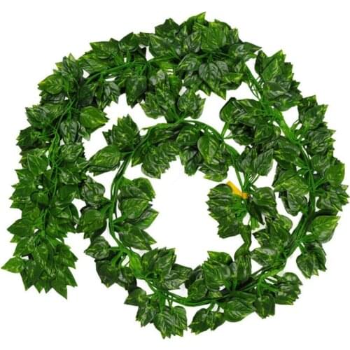 Artificial Flowers 7Feet/pcs Pack of 12pcs Green Hanging Vine Plant Leaves Garland For Party Home Garden Wall Decoration