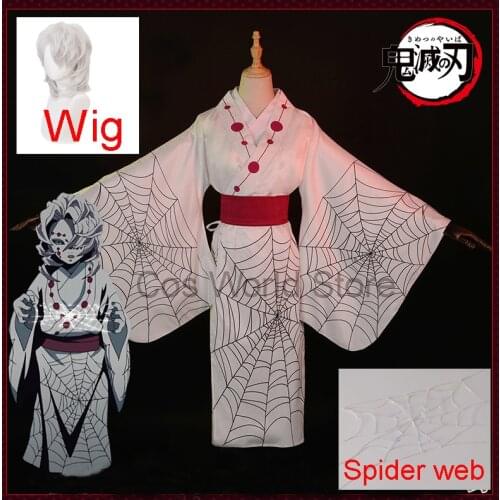 Anime Demon Slayer Kimetsu No Yaiba Kamado Rui Spider Cosplay Costume Kimono Uniform Costume Women Dress Halloween Party Costume