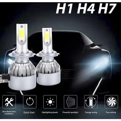 2Pcs C6 H1/H4/H7 Car LED Headlight Bulb 6000K Super Bright Light Driving Lamp Автомобильные лампы противотуманные фары
