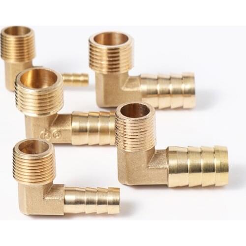 Brass Hose Barb Fitting Elbow 6mm 8mm 10mm 12mm 16mm To 1/4 1/8 1/2 3/8" BSP Male Thread Barbed Coupling Connector Joint Adapter