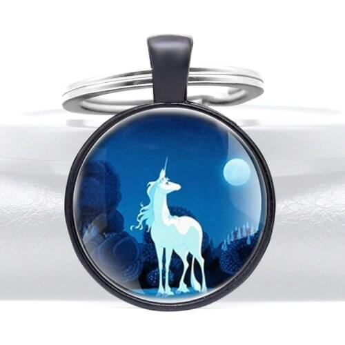 Fashion Horse Design Glass Cabochon Keychain Pendant Necklace Men Women Pretty key Ring Jewelry Accessories Gifts