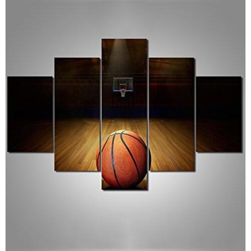No Framed Canvas 5 Pieces Basketball Stadium Modular Wall Art Posters Pictures Paintings Home Decor for Living Room Decoration