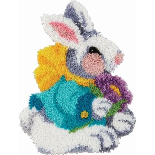 Rabbit Latch Hook Kits for Adults and Kids with Pre-printed colorfull Canvas Gift Hobby Decoration