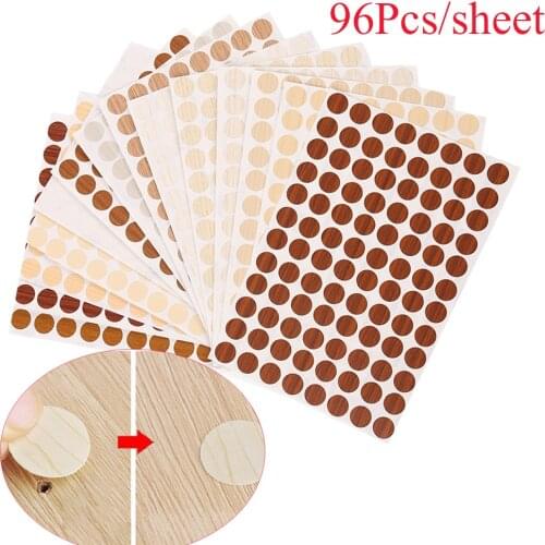 96Pcs/Sheet 15mm Furniture Exterior Hole Screw Cover Caps Self-adhesive Sticker Ornament Wood Craft Desk Cabinet Decor Films