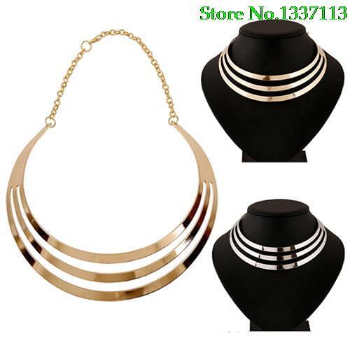 NewNew 2015 Womens Necklace Exaggerated 3 Layers Semi-Circle Statement Pendant Chain Choker Necklace 4QLN 5PZZ 86VN