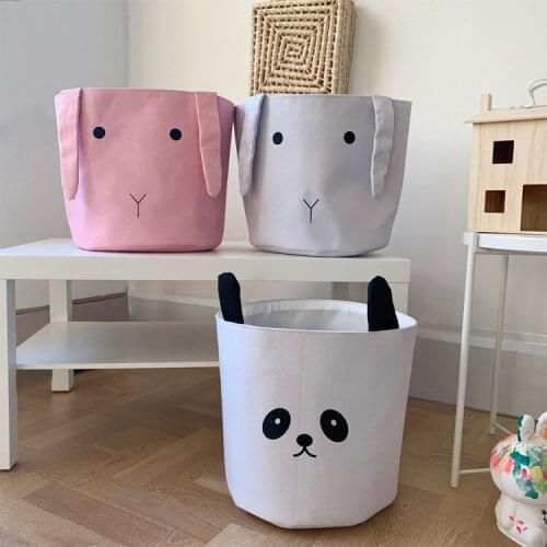 Nordic Thick Canvas Storage Bag For Kids Room Clothes Toys Boys Room Organizer Bag EVA Insert Storage Bunny Panda Stand Bags