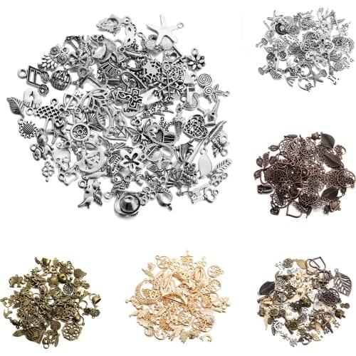 30-100Pcs Mixed Styles Animal Heart Leaf Flower Charms DIY Bracelet Pendant Neacklace For Jewelry Making Supplies Accessories