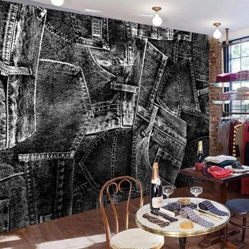 Custom Mural Wallpaper Personality Creative 3D Denim Fabric Clothing Store Decorative Painting Background Wall Papel De Parede