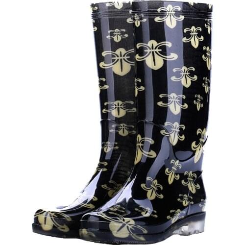 Casual Ladies High-top Rain Boots Non-slip Wear-resistant Waterproof Shoes PVC Womens Rainboots Adult Fashion Rubber Boots