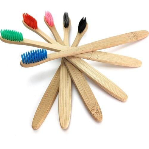 12pcs New mixed color bamboo toothbrush eco friendly products wooden Tooth Brush Soft bristle Tip Charcoal adults oral care