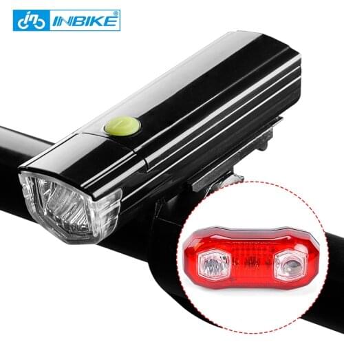 Inbike Waterproof Bike Light LED 100 lumen MTB Headlight Ultralight Removable Battery Flashlight Bicycle Light Safety Tail Light