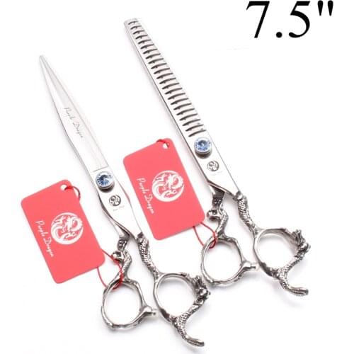 Z9006 7.5" 21cm 440C Purple Dragon Cutting Shears Thinning Scissors Hairdresser for dogs Styling Tool Professional Hair Scissors