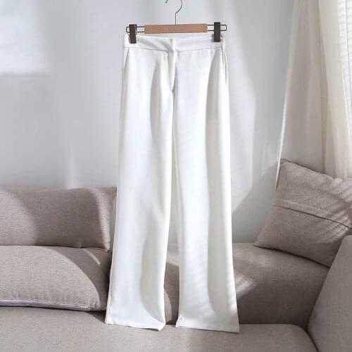 Dave&Di England Style Office Lady Solid Fashion White Casual Suits Pants Women Pantalones Mujer Pantalon Femme Trousers Women
