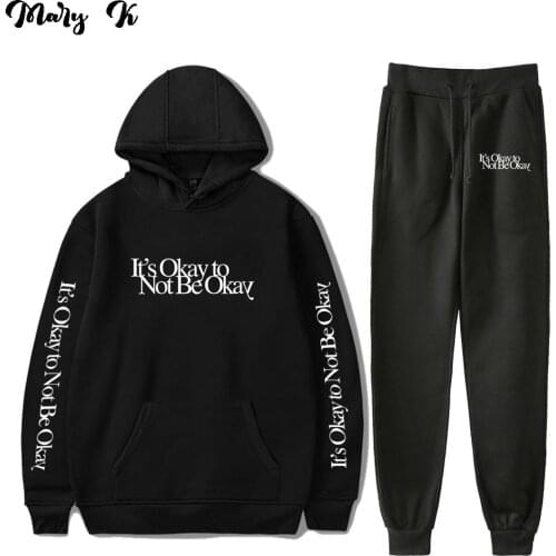 Its Okay to Not Be Okay Kim Soo Hyun Two Piece Set Hoodies+long Pants Pullover Unisex Harajuku Suit Two Piece Set Top and Pants