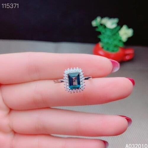 KJJEAXCMY fine jewelry 925 sterling silver inlaid natural blue topaz adjustable Female ring vintage Support test with box
