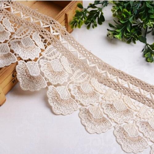 13M/Lot 10.5cm Wide Leaves Water Soluble Curtain Lace Trims Ribbon Skirt Sofa Cushion Decor Curtain Accessories DIY Sewing