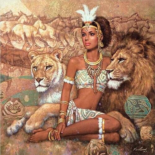 3D DIY Diamond Embroidery Wholesale DIY Diamond Painting Female And Lion Home Decoration Rhinestone Wall Stickers Set Crafts