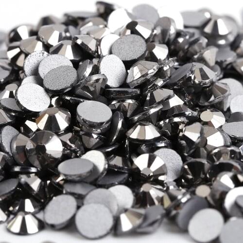 Jet Hematite 3D Nail Art Decorations ss3 ss4 ss5 ss6 ss8 ss10 ss12 ss16 ss20 ss30 ss34 Crystal Non HotFix Rhinestones