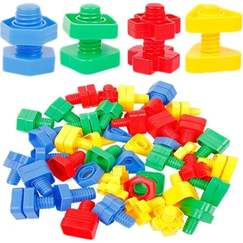 4 Sets Screw Building Blocks Plastic Insert Blocks Nut Shape Toys for Children Educational Toys Scale Models Free Shipping