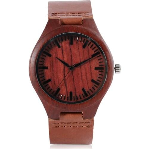 Nature Wood Wrist Watch Men Modern Bamboo Creative Sport Analog Casual Women Soft Genuine Leather Band Strap Bracelet Watch