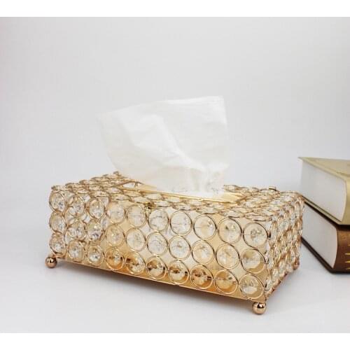 Tissue Case Storage Box Rectangle Crystal Paper Container Hotel Home Restaurant Decoration