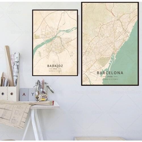 Gallery Decoration Map Badajoz city map Barcelona city map Leinwand Malerei Wand Kunst Poster wohnkultur Modular Canvas